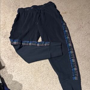 PINK Victoria's Secret Black Joggers with Blue Accents